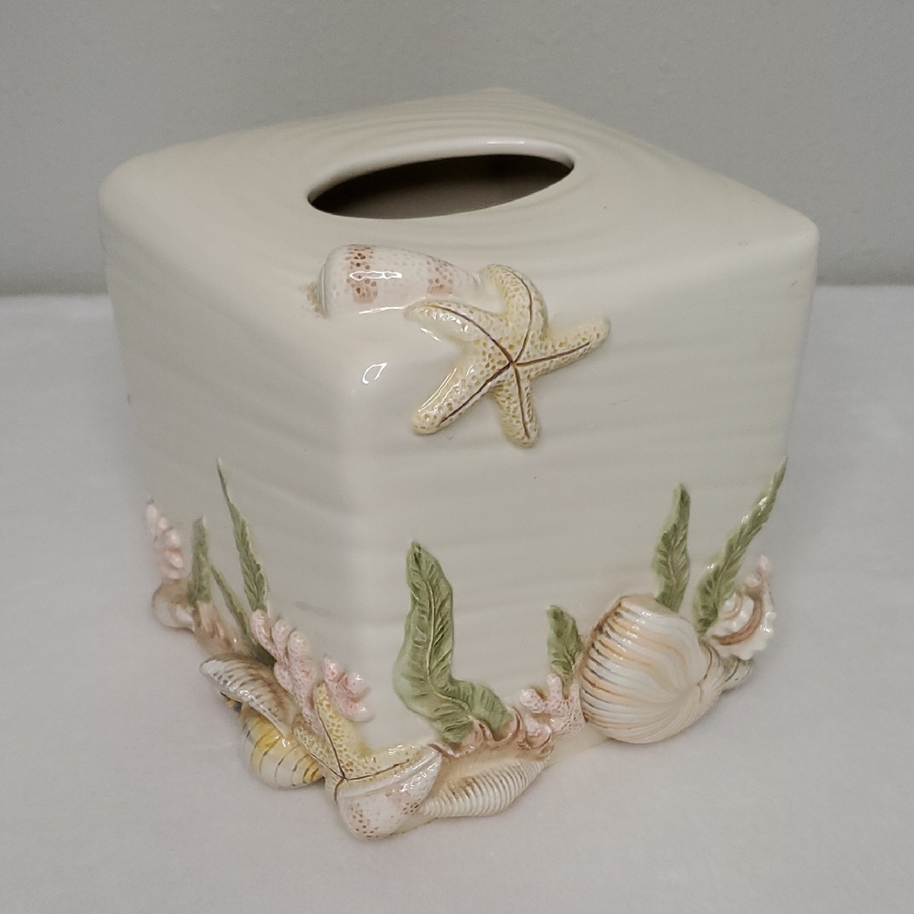Seashell Nautilus Sea Star Coral Ceramic Tissue Box Cover Bathroom Accessories